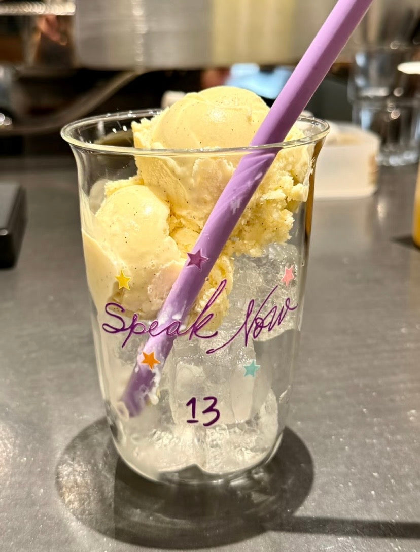 Taylor Swift Glass Cup with purple straw Speak Now