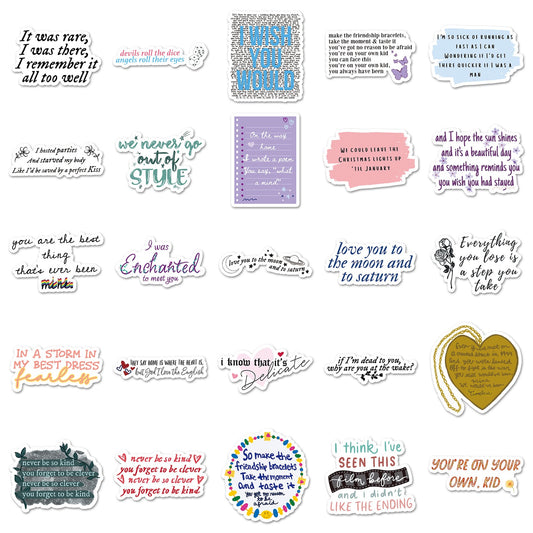 Taylor Swift 50 pcs Lyrics Stickers
