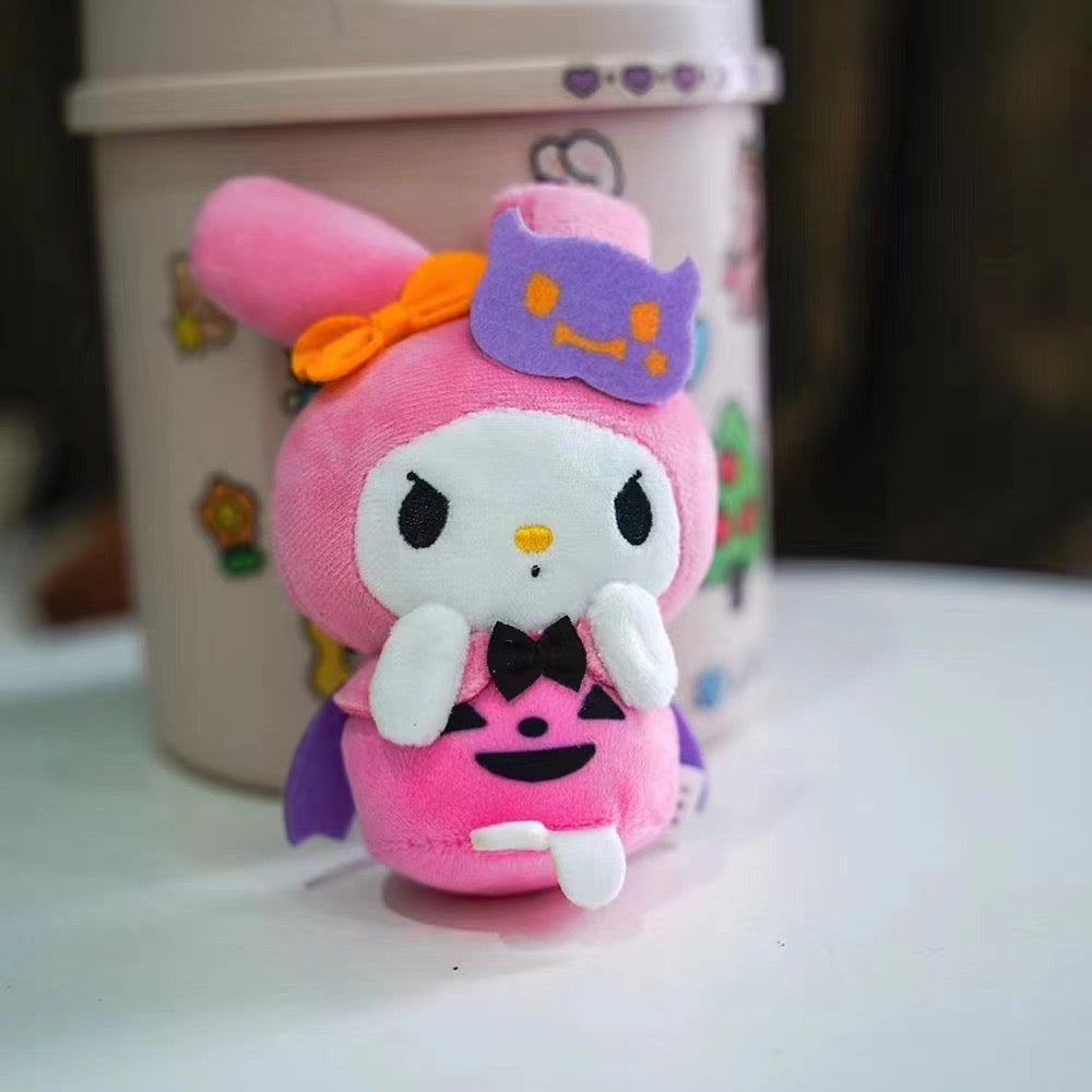 Sanrio Halloween Plushy Keychain Bag Charm Pompompurin My Melody Cinamoroll Hello Kitty Kuromi Hangyodon 12 cm plushy