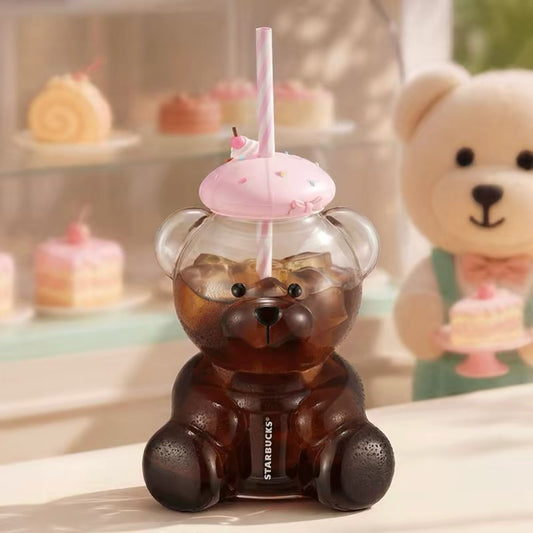 Authentic Starbucks Pink Glass Bear Cup