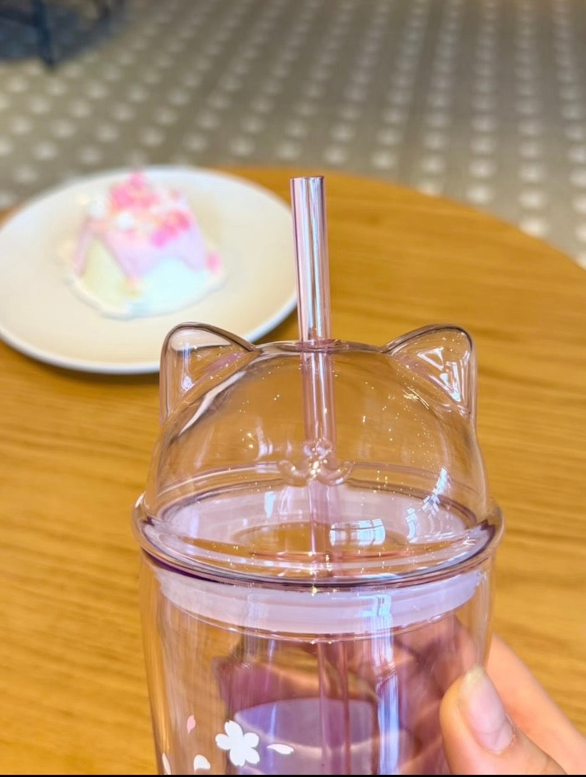 Authentic Starbucks Korea 500 ml Cat Glass Cup Tumbler