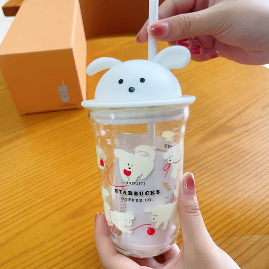 Authentic Starbucks Glass Bear Cup Cute Dog