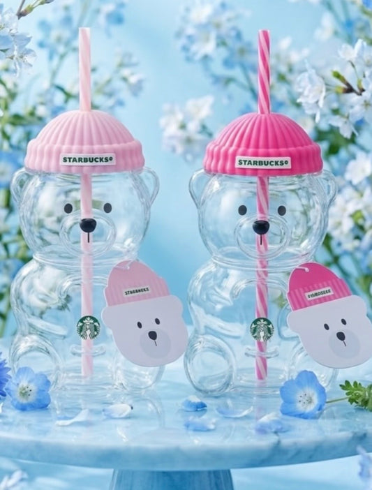 Authentic Starbucks Korea 2026 Pink Bearista Bear Glass Cup