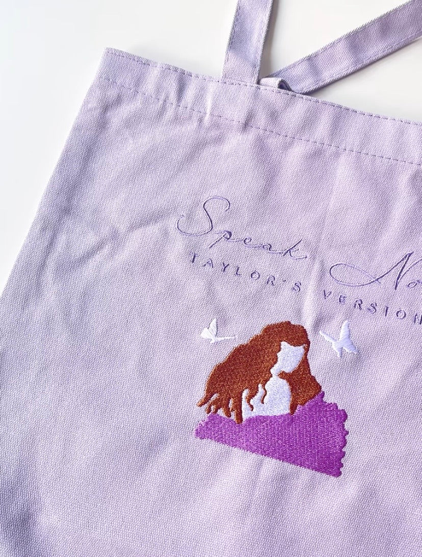 Taylor Swift Speak Now Re-recorded Album Embroidered Purple Baseball Cap Canvas Bag Pure Cotton
