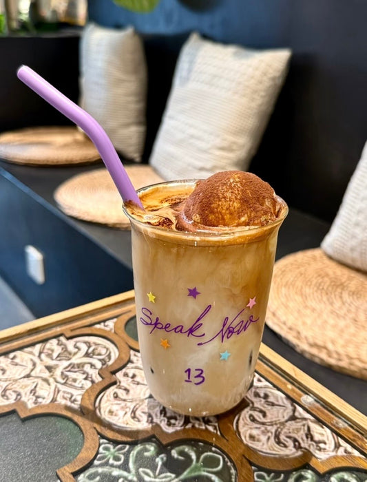 Taylor Swift Glass Cup with purple straw Speak Now