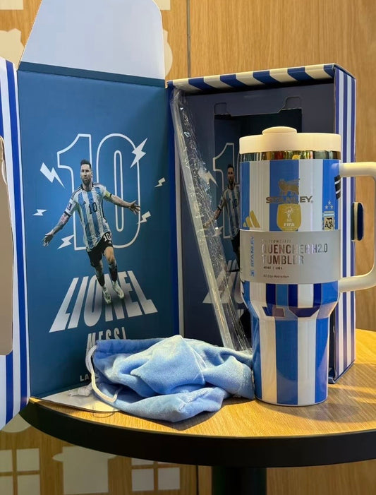 Ronaldo Lionel Messi Football Inspired Stanley Tumbler Cup includes Gift Box