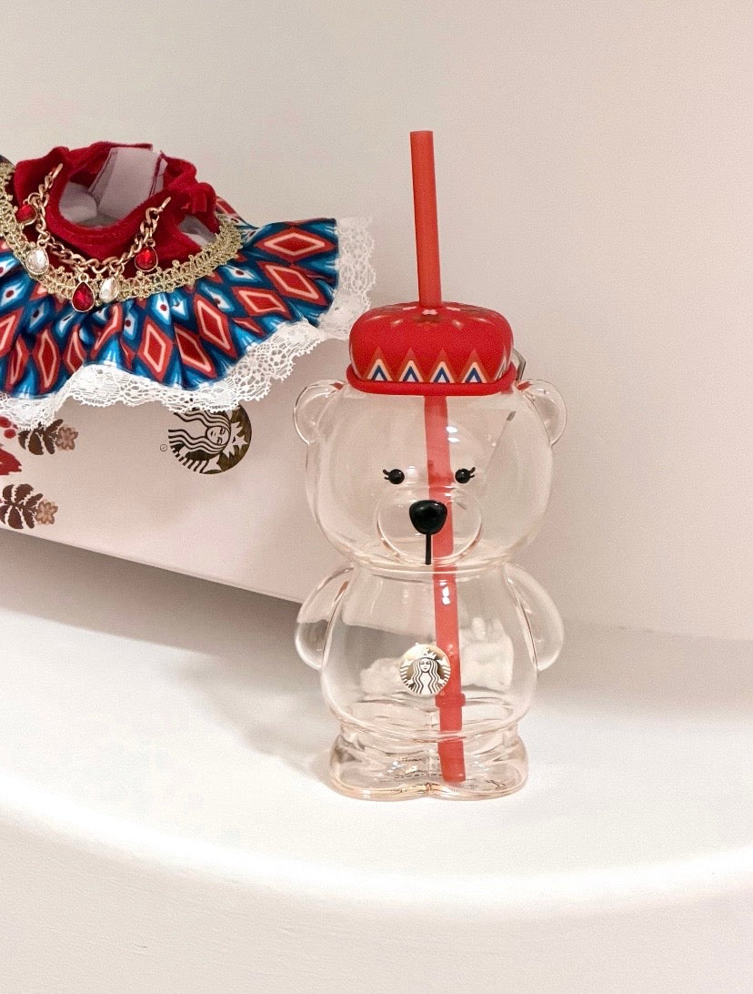 Authentic Starbucks Ethnic Glass Bear Cup