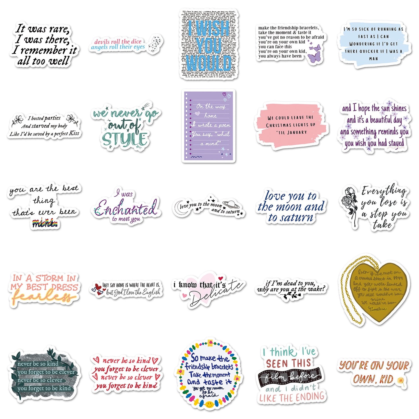 Taylor Swift 50 pcs Lyrics Stickers