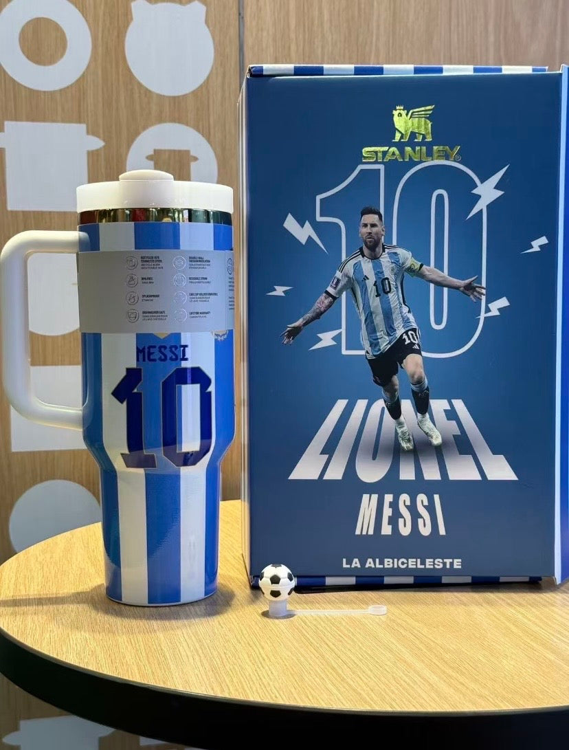 Ronaldo Lionel Messi Football Inspired Stanley Tumbler Cup includes Gift Box