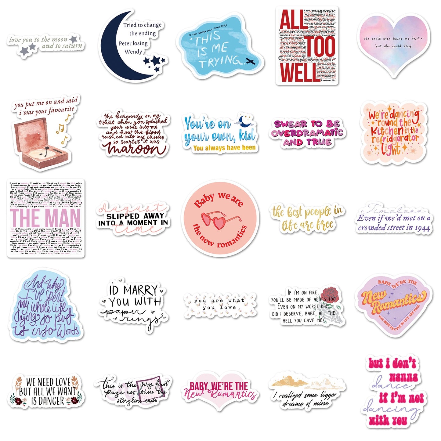 Taylor Swift 50 pcs Lyrics Stickers