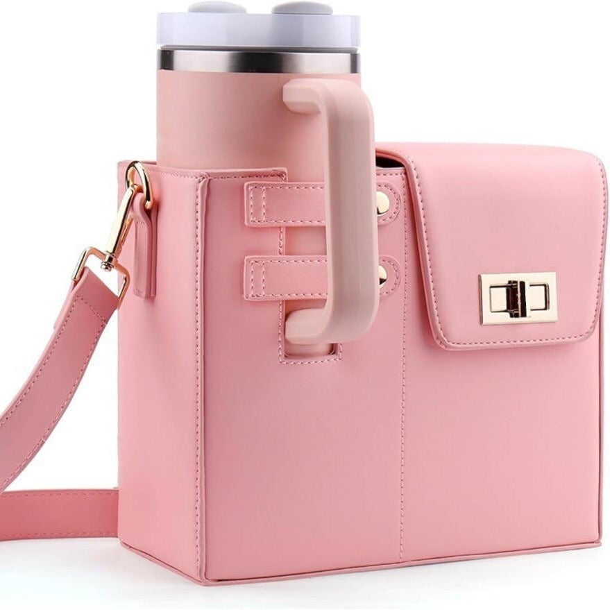 Stanley Cup Purse, Crossbody Bag with Water Bottle Holder, Adjustable Women Shoulder Strap
