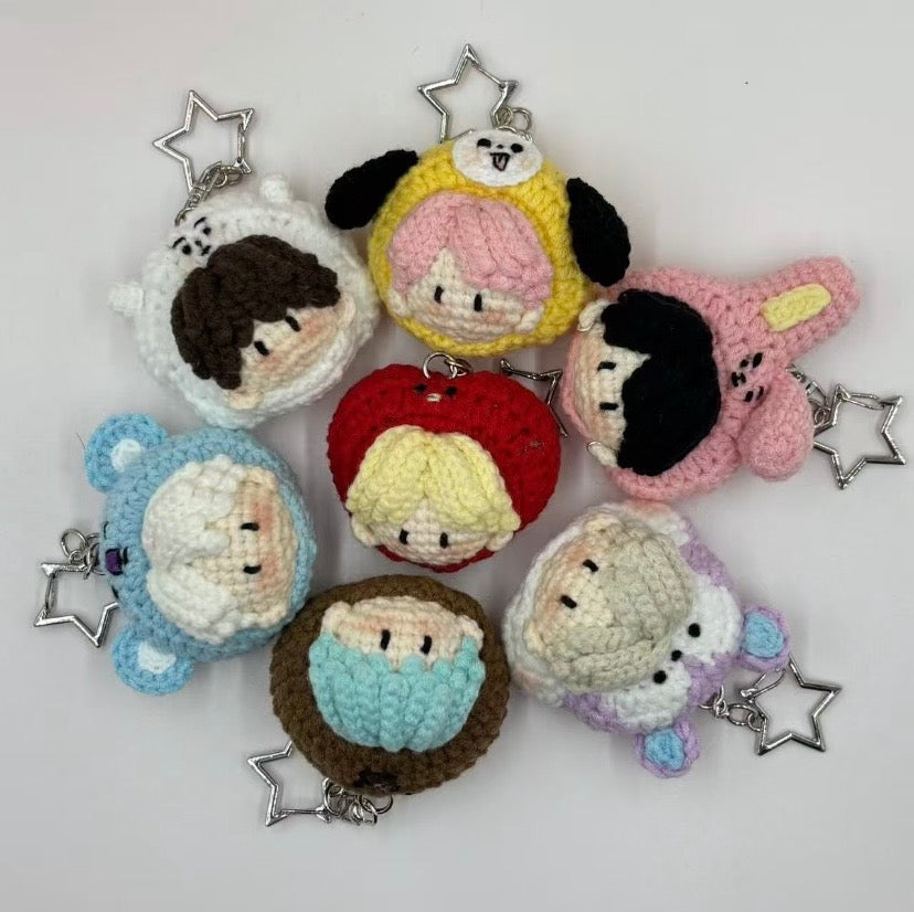 K-pop BTS Handmade Crotchet Plushies Bag Charm Keychain