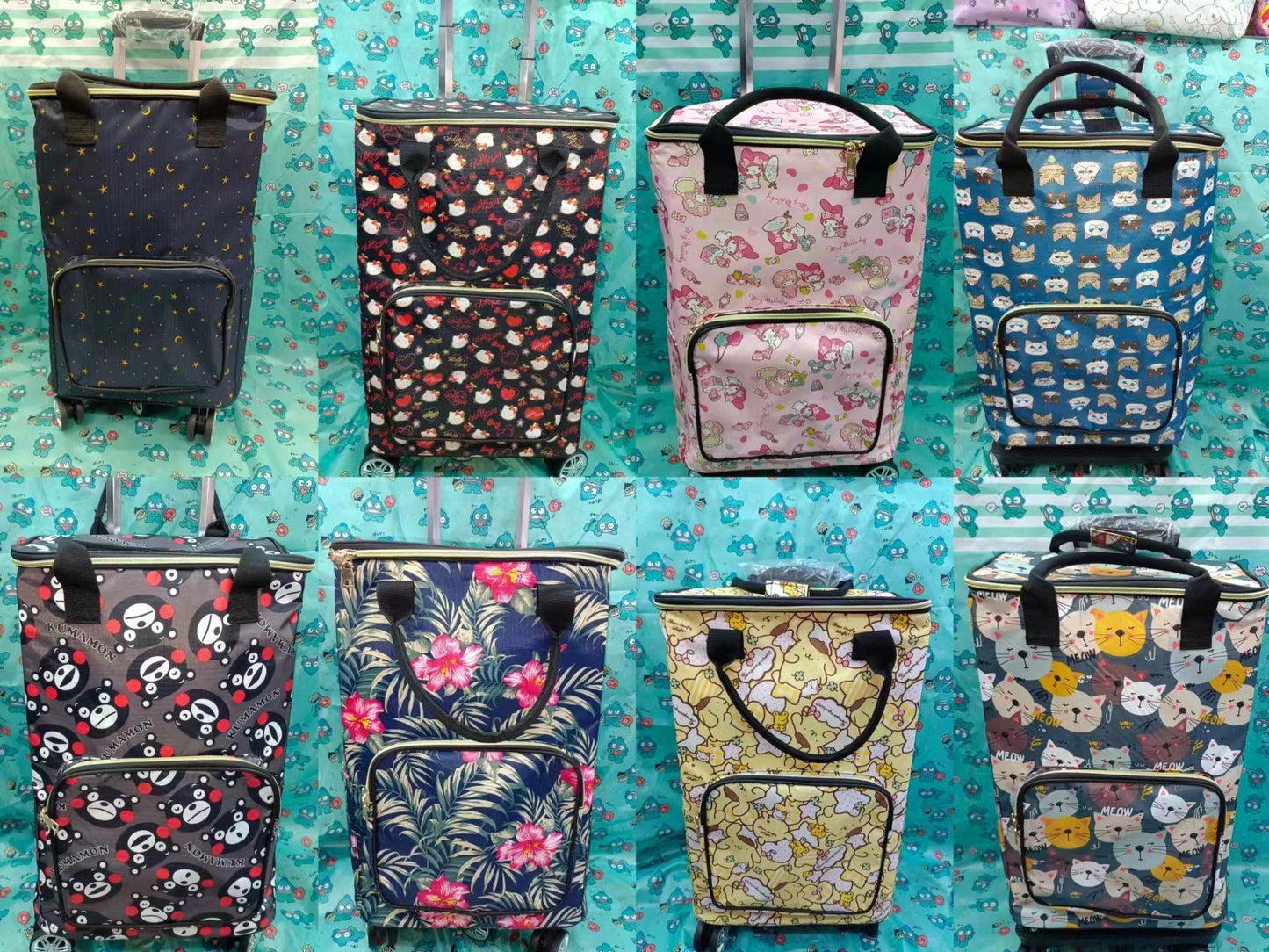 Sanrio Insulated Shopping Bag Trolley With Wheels My Melody Cinnamoroll Hello Kitty Pompompurin
