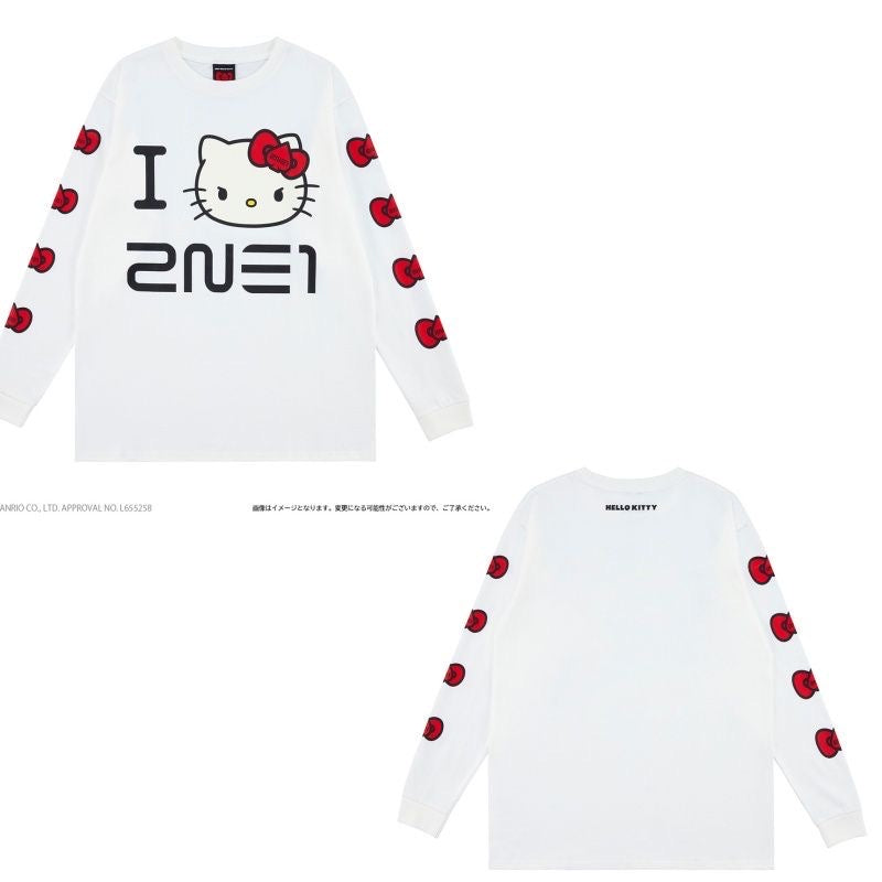 K-pop 2NE1 Welcome back Tour Sanrio Hello Kitty Long Sleeve Tshirt Park Bom Minzy CL Dara