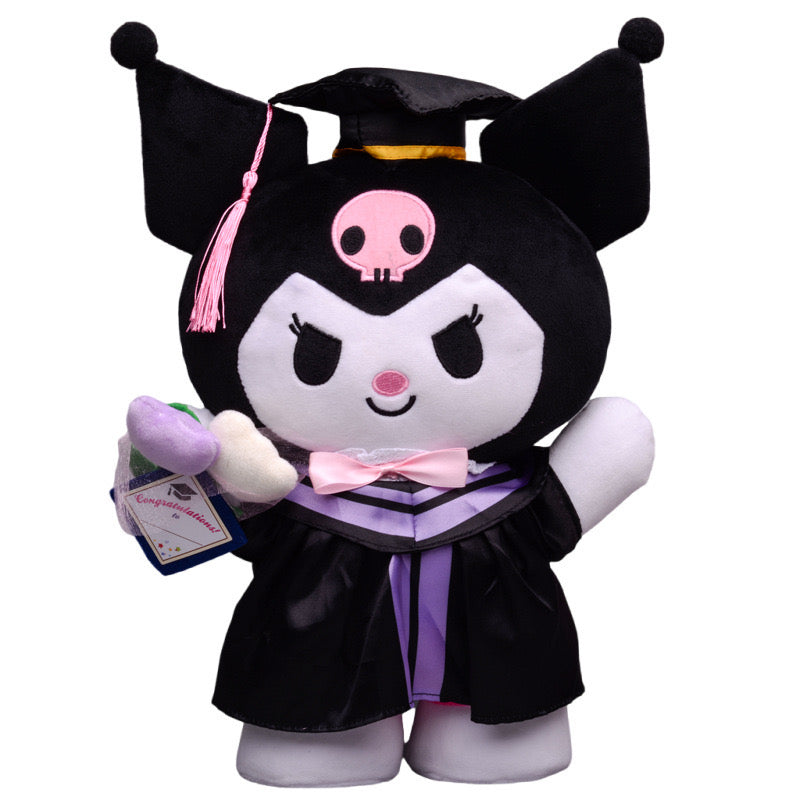 Sanrio Graduation Japanese Style Plushy Keychain Bag Charm My Melody Cinamoroll Kuromi Kiki Lala Twinstars