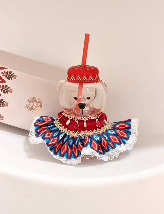 Authentic Starbucks Ethnic Glass Bear Cup