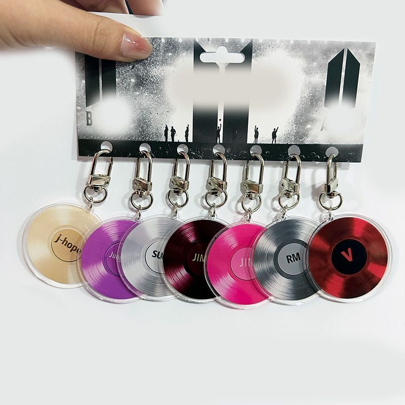 K-pop BTS Vinyl Army Bag Phone Charms Accessories Set of 7 Acrylic Keychain