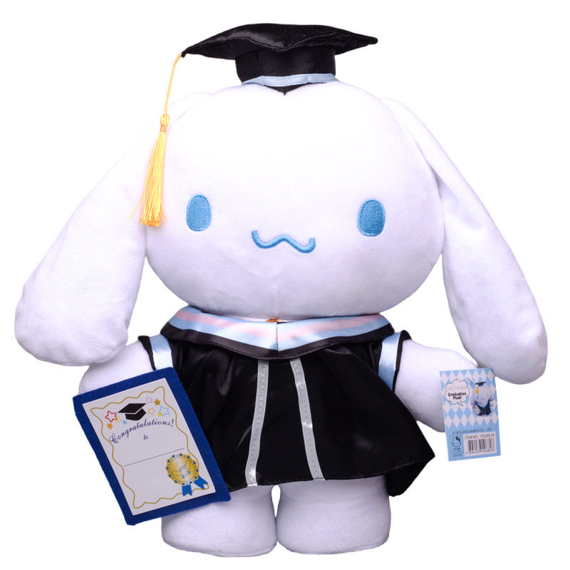 Sanrio Graduation Japanese Style Plushy Keychain Bag Charm My Melody Cinamoroll Kuromi Kiki Lala Twinstars