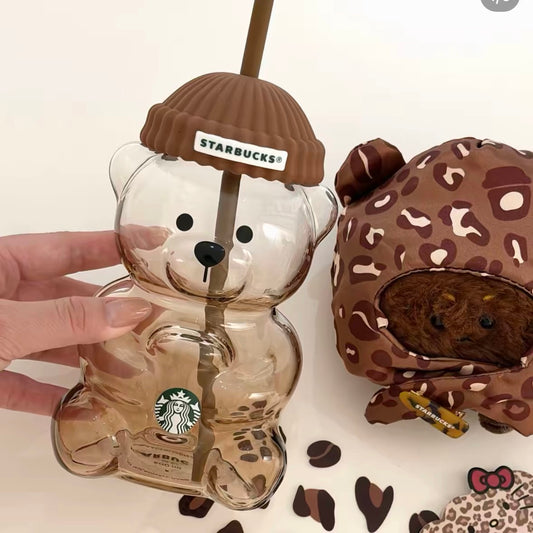 Authentic Starbucks Leopard Glass Bear Cup