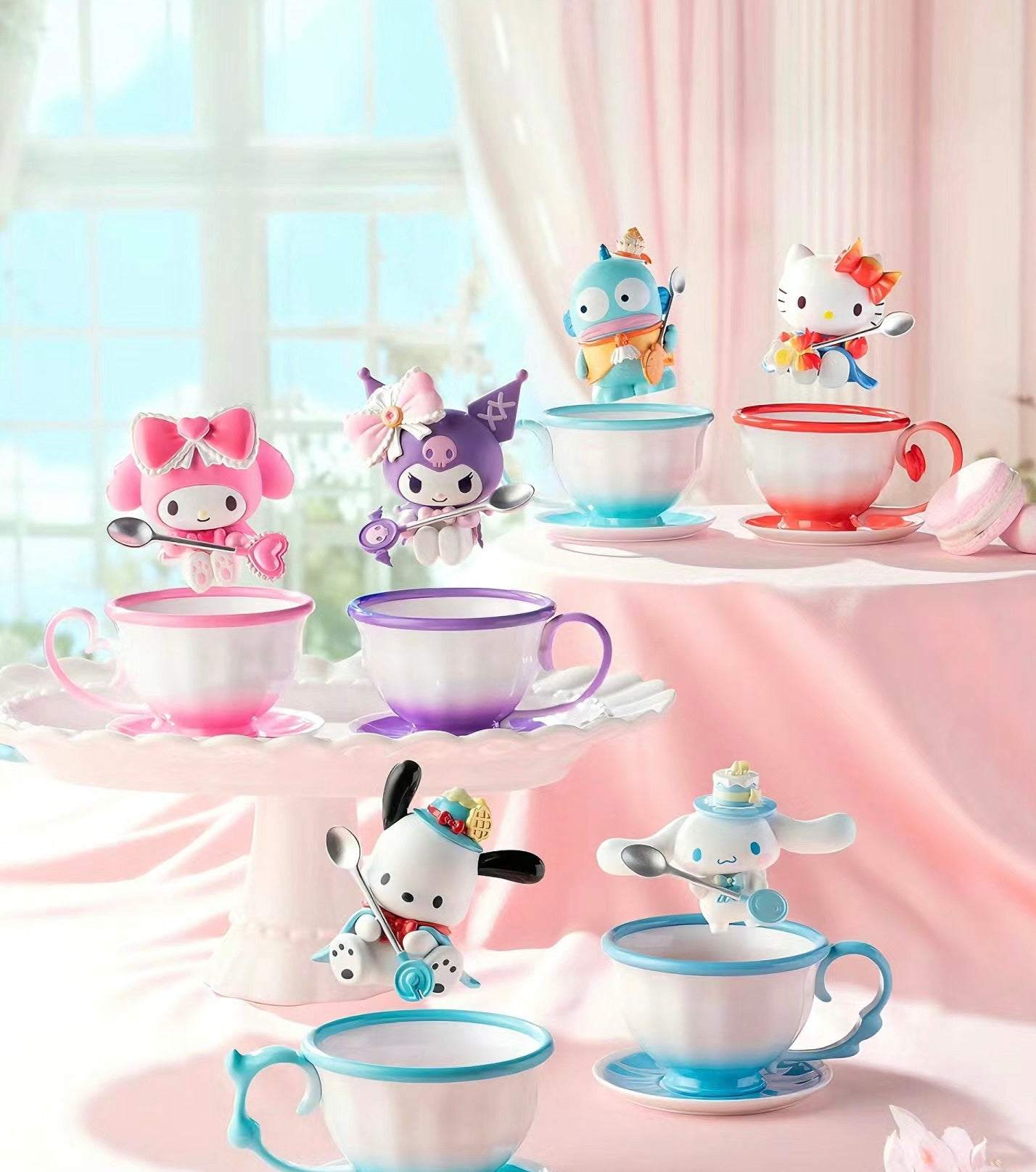 [Authentic] Sanrio Tea Party Blind Boxes Hello Kitty Hangyodon Cinnamoroll My Melody Kuromi Pochacco Pompompurin