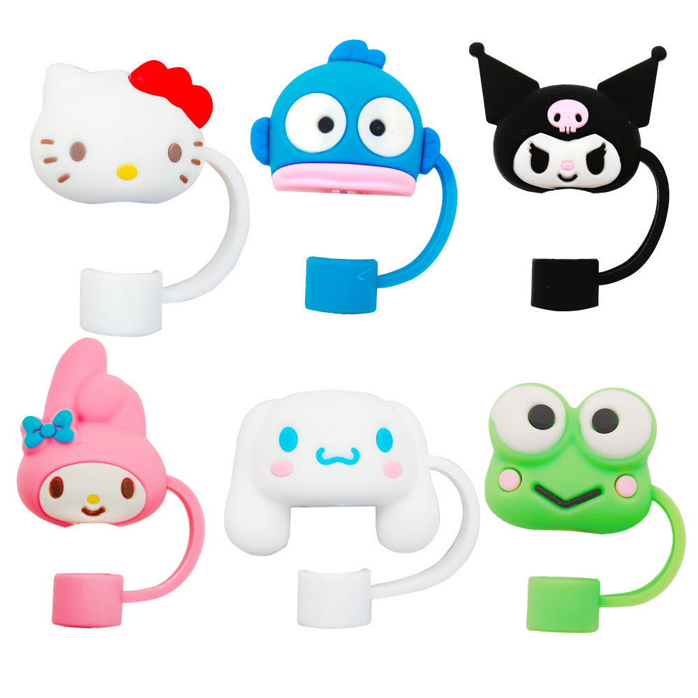 Sanrio Set of 6 Straw Toppers 10mm Stanley Tumbler Hangyodon Hello Kitty My Melody Kuromi Kerroppi