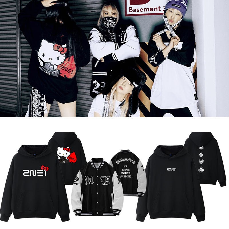 K-pop 2NE1 Welcome back Tour Sanrio Hello Kitty Sweater Hoodie Park Bom Minzy CL Dara