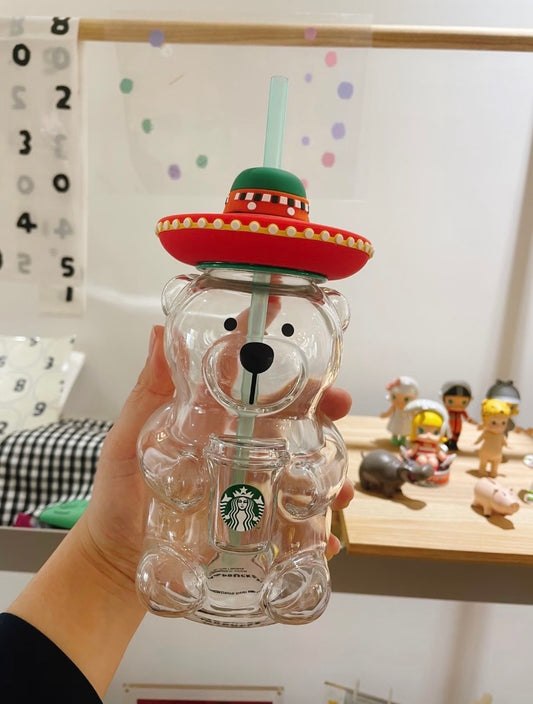 Authentic Starbucks Glass Bear Cup Mariachi Mexico