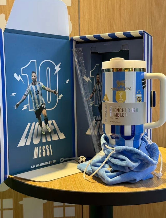 Ronaldo Lionel Messi Football Inspired Stanley Tumbler Cup includes Gift Box