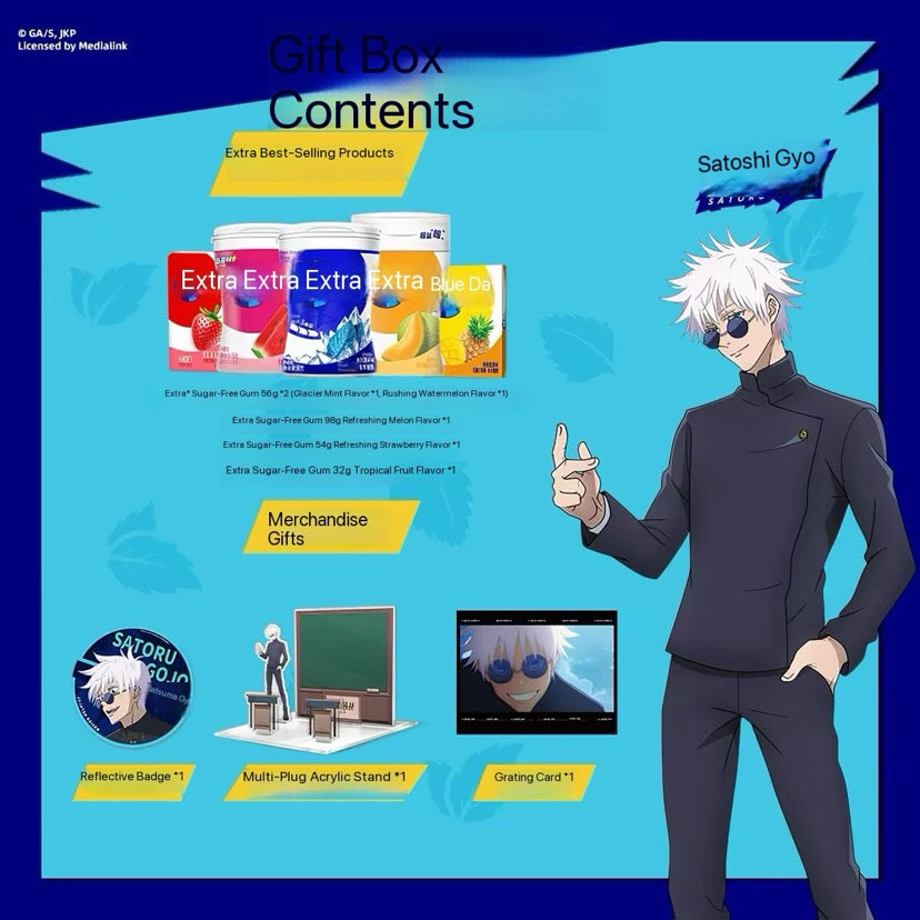 Wriggley Sugarfree gum x Jujutsu Kaisen Geto Gojo Gift Set [ description in images ]