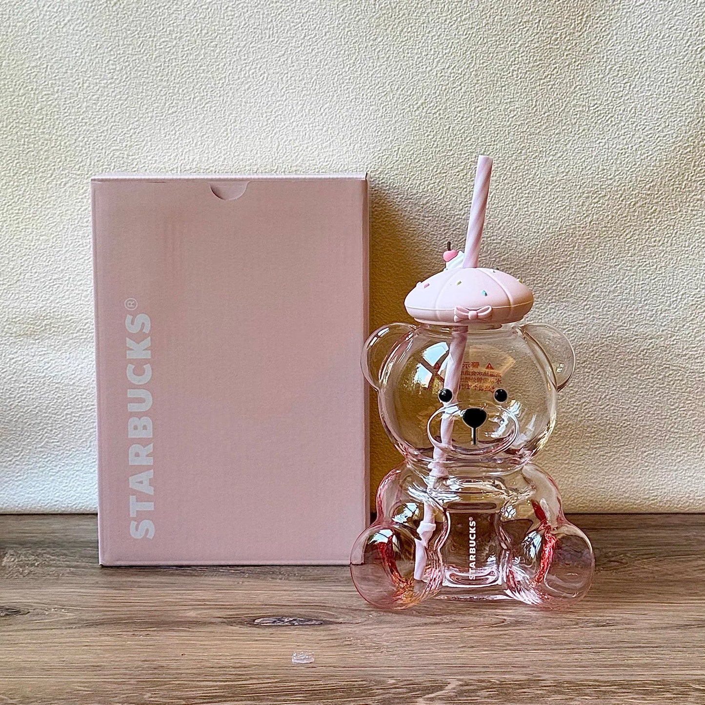 Authentic Starbucks Pink Glass Bear Cup