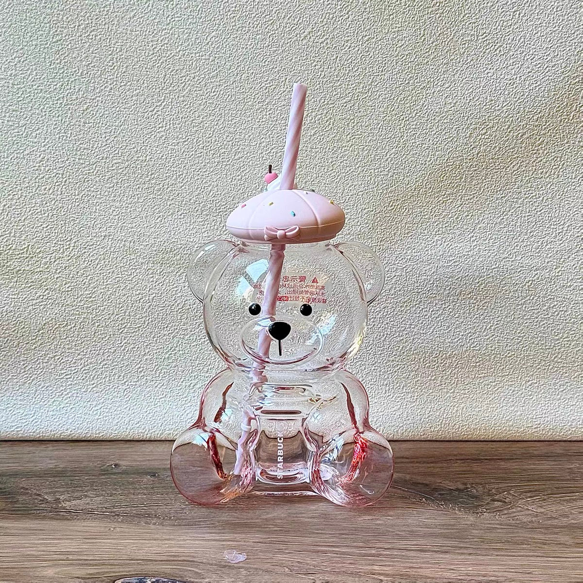 Authentic Starbucks Pink Glass Bear Cup