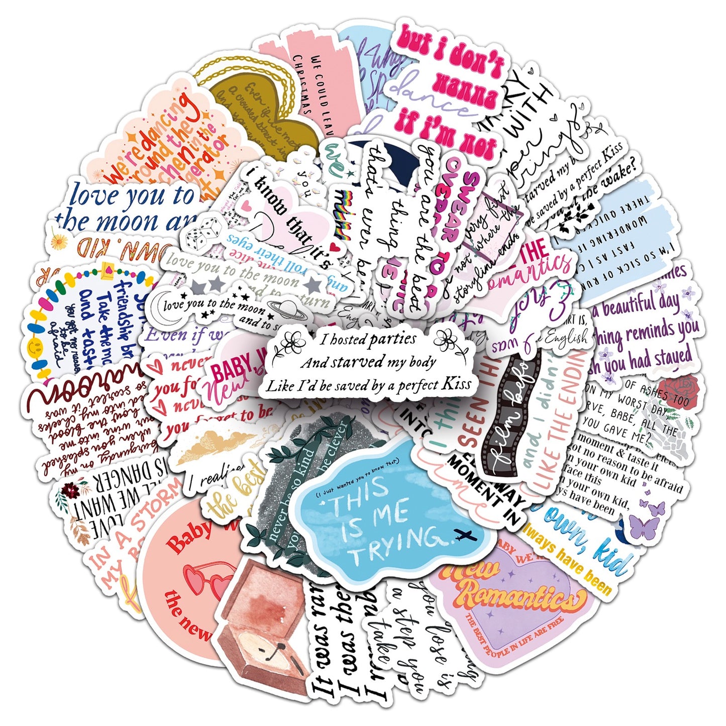 Taylor Swift 50 pcs Lyrics Stickers