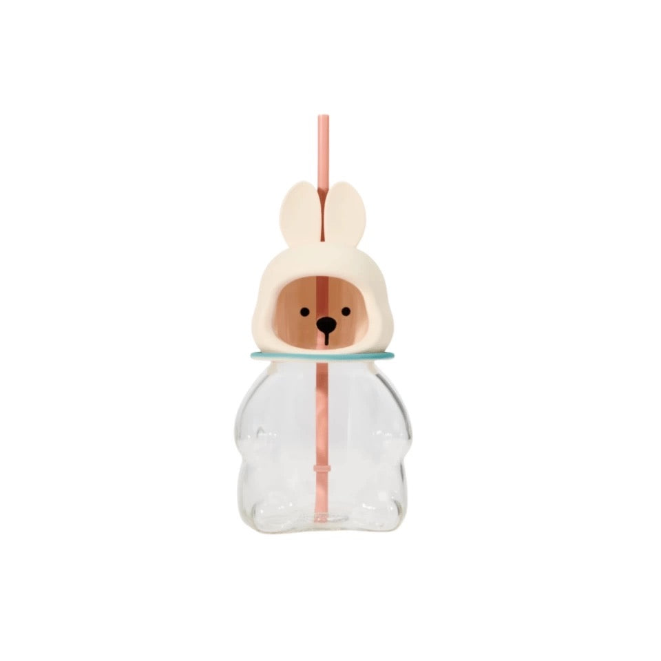 Authentic Starbucks Teddy Bear Cup Rabbit Astronaut Style Glass Cup