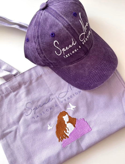 Taylor Swift Speak Now Re-recorded Album Embroidered Purple Baseball Cap Canvas Bag Pure Cotton