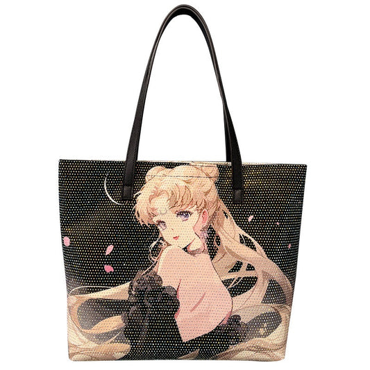 Sailormoon Rhinestones Bling Tote Bag Sailor Moon Canvas Shoulder Bag