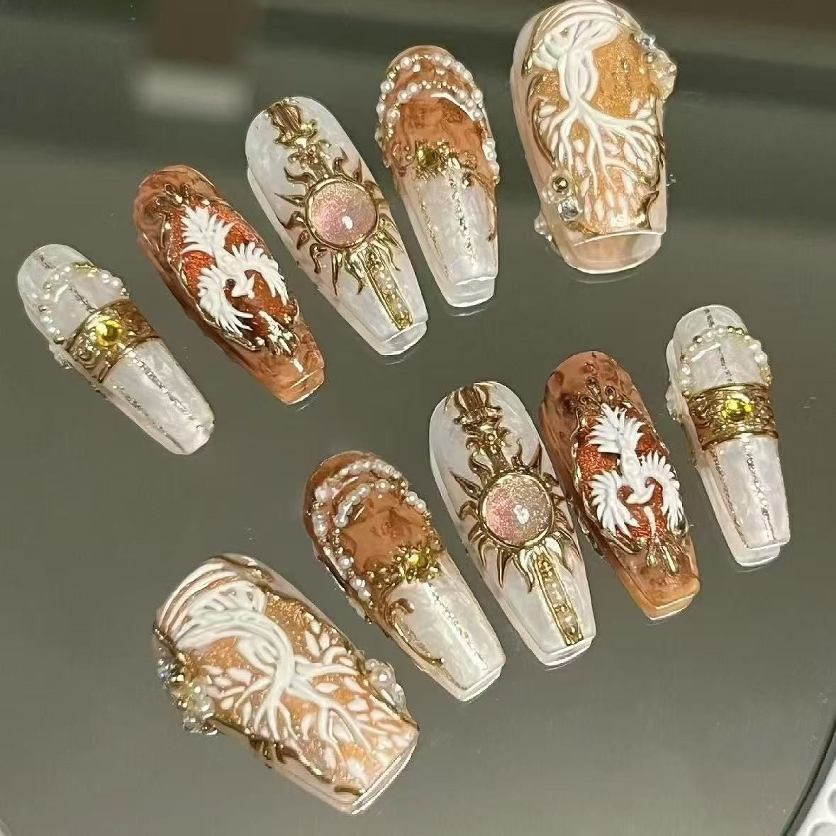 Blossoms of the white night  Manhwa inspired Shuraka nails